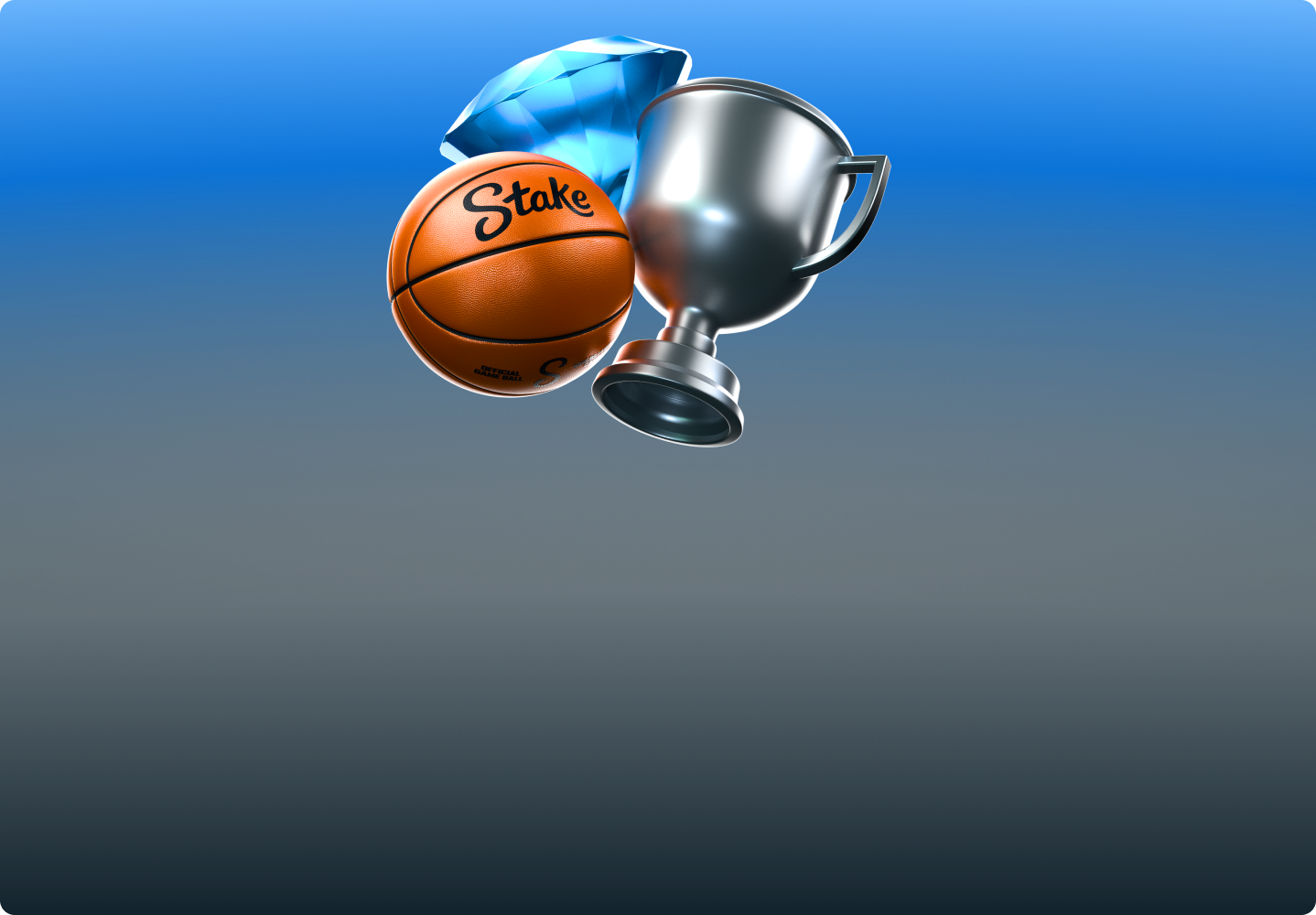 Unauthenticated home page banner for mobile, featuring  a basketball, a diamond.